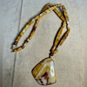 Mexican Onyx Pendant Beaded Necklace